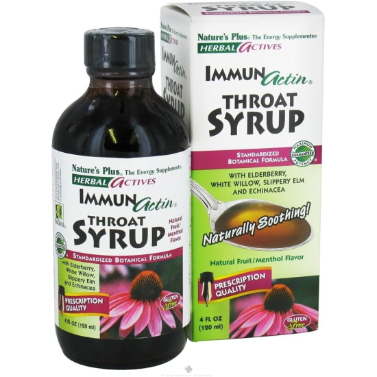 Natures Plus Herbal Actives Immun Actin Throat Syrup 4 Oz