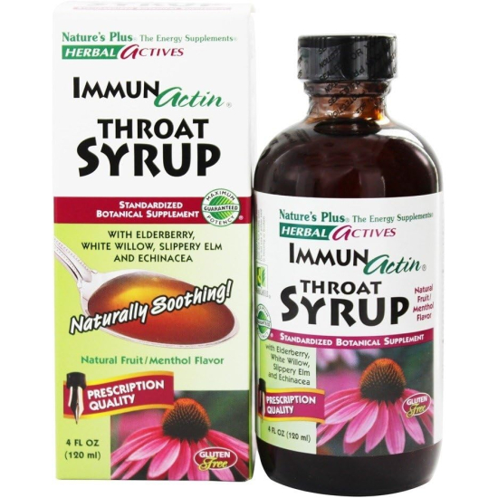 Natures Plus Herbal Actives Immun Actin Throat Syrup 4 Oz