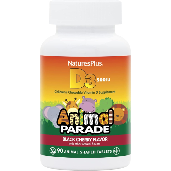 Natures Plus Animal Parade Vitamin D3 500 IU Chewable 90 Tablets