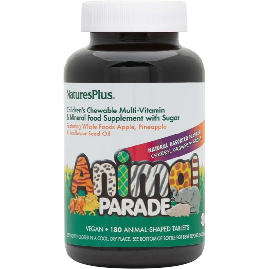 Natures Plus Animal Parade Assorted Cherry Orange & Grape 180 Chewable Tablets