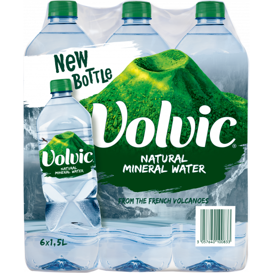 Volvic Natural Mineral Water 1.5L, Pack of 6